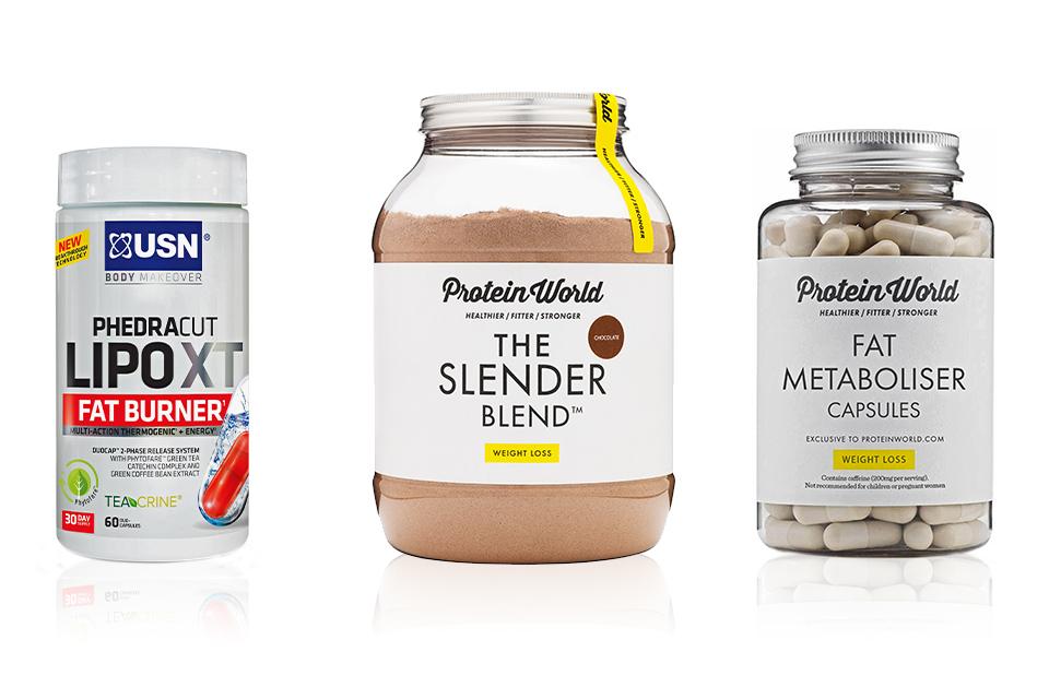 Weight loss supplements in bottles.
