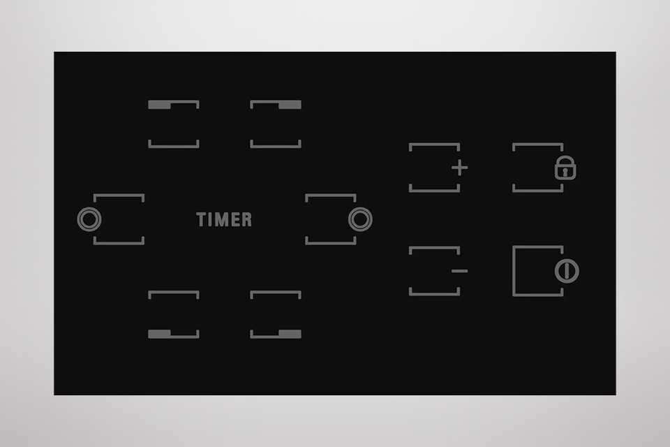 Different touch controls on a hob.