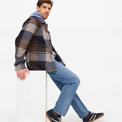 Brown Check Brushed Shacket XXXL.