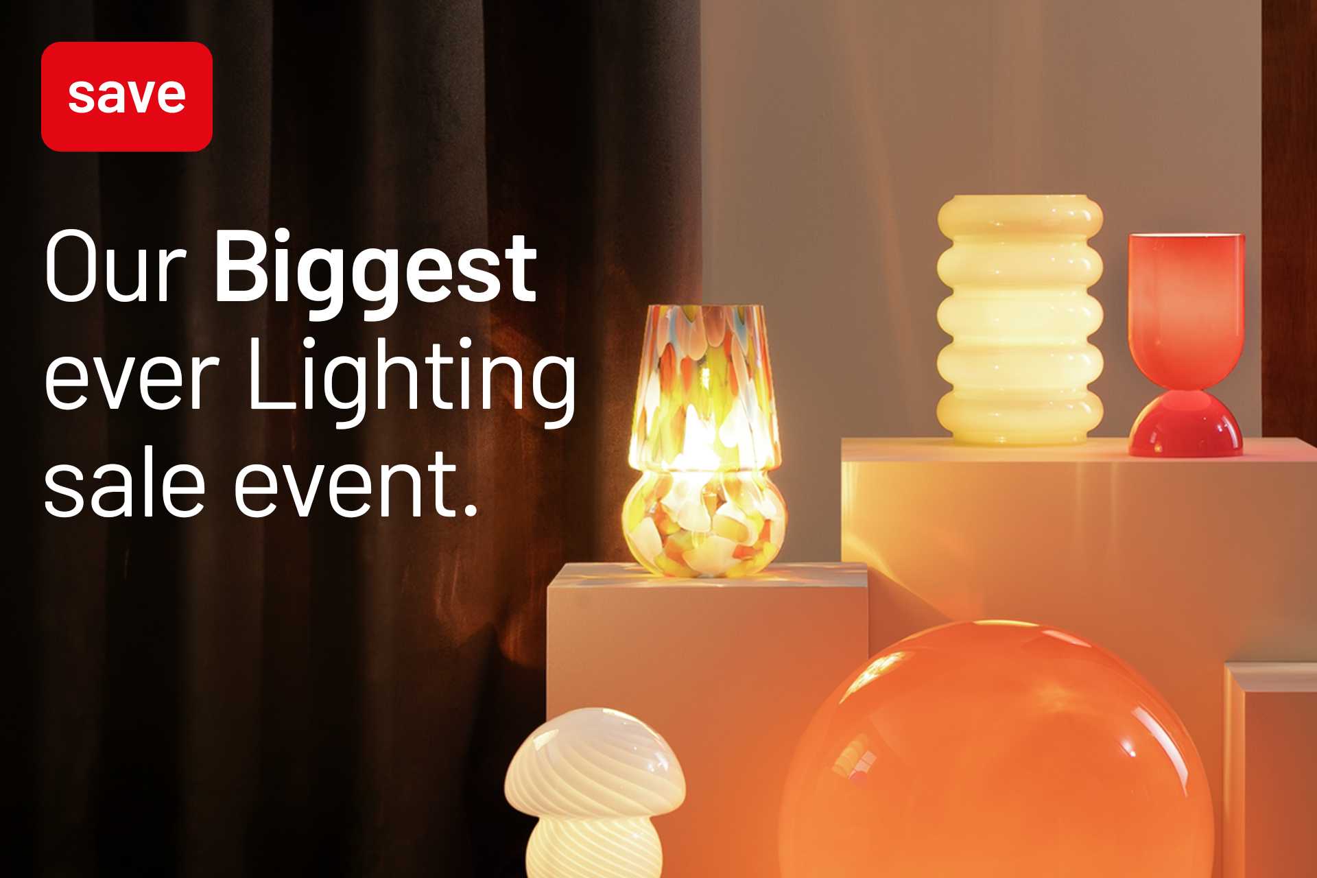 Save on our biggest ever lighting event. Save 20% on selected lighting using code LIGHT20.