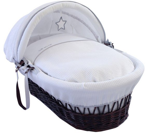 Buy Clair de Lune Silver Lining Wicker Moses Basket Dark at Argos.co