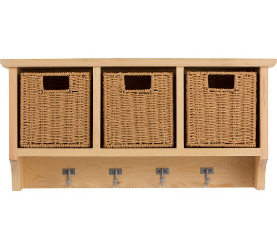 Buy HOME Pine Wall Storage Unit with Baskets at Argos.co.uk Your