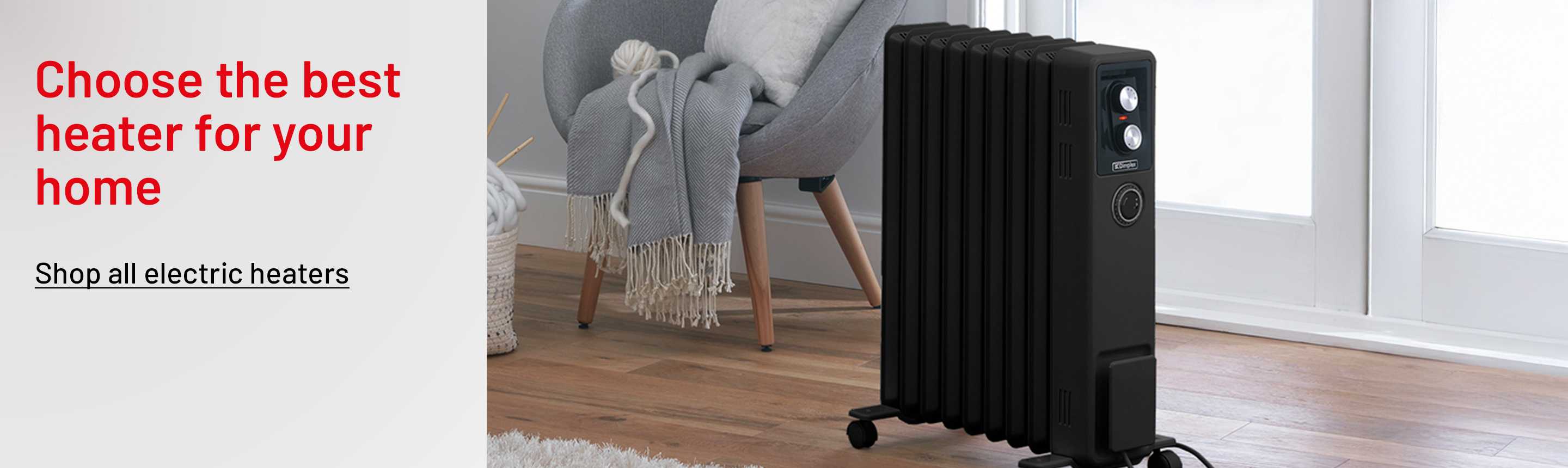 Princess 2kW Smart Glass Panel Heater - Black and Dimplex ECR20TiB 2kW Oil Free Radiator with Timer.