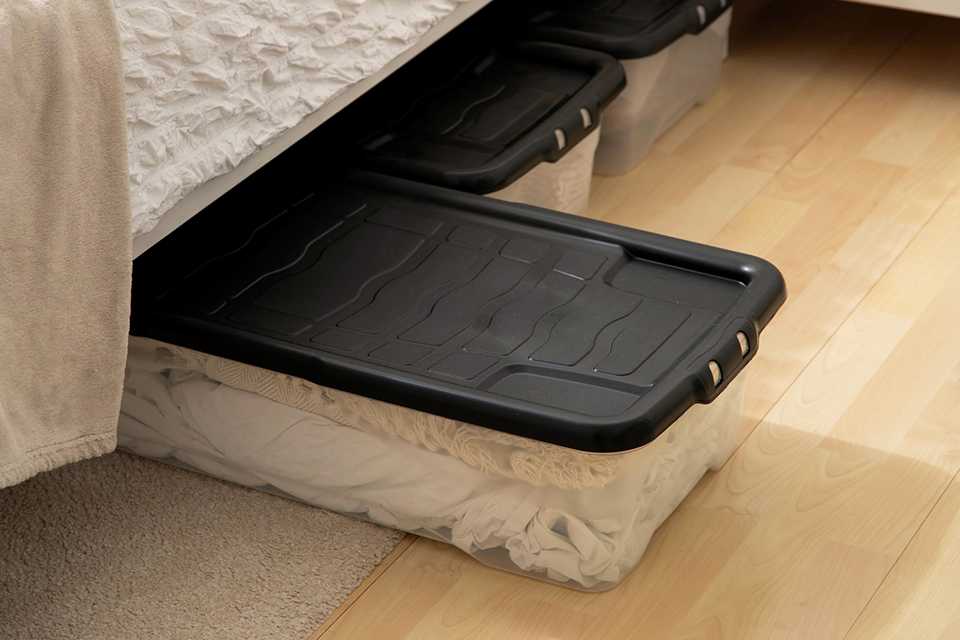 Out of sight, out of mind. Storage boxes, plastic drawers and more.
