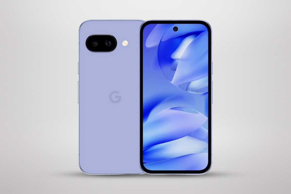 SIM Free Google Pixel 9a 5G 128GB AI Mobile Phone in iris colour.