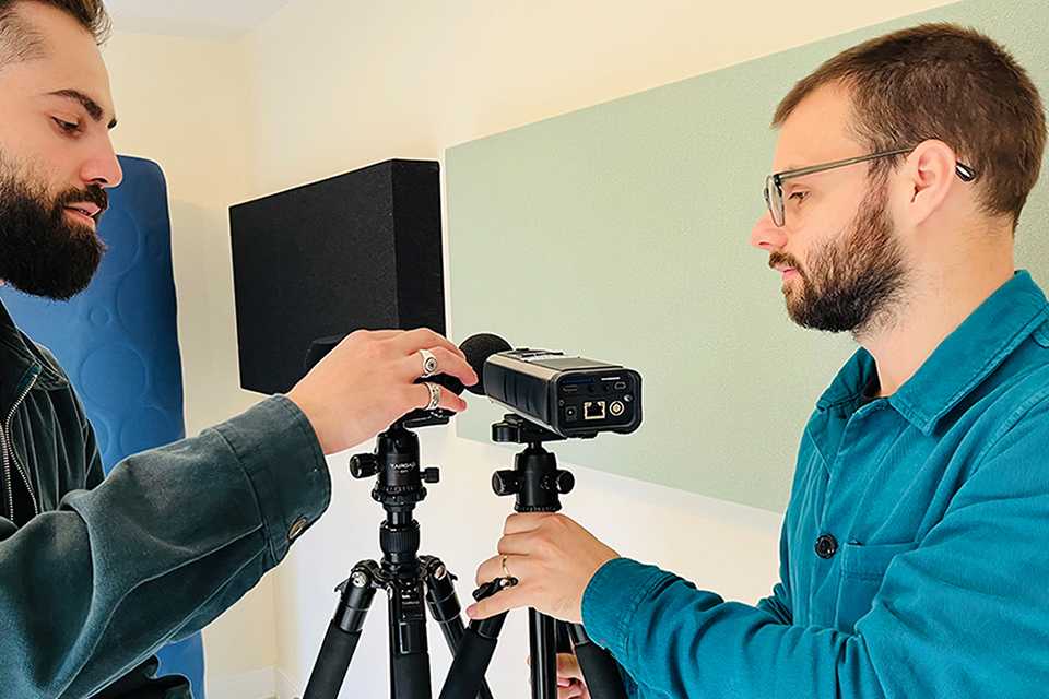 Quiet Mark acousticians testing appliances for their noise levels.