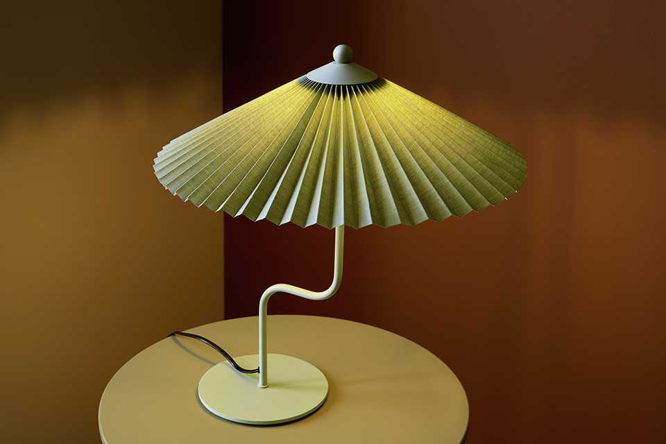 Habitat Tierney Metal Pleated Shade Table Lamp in green colour.