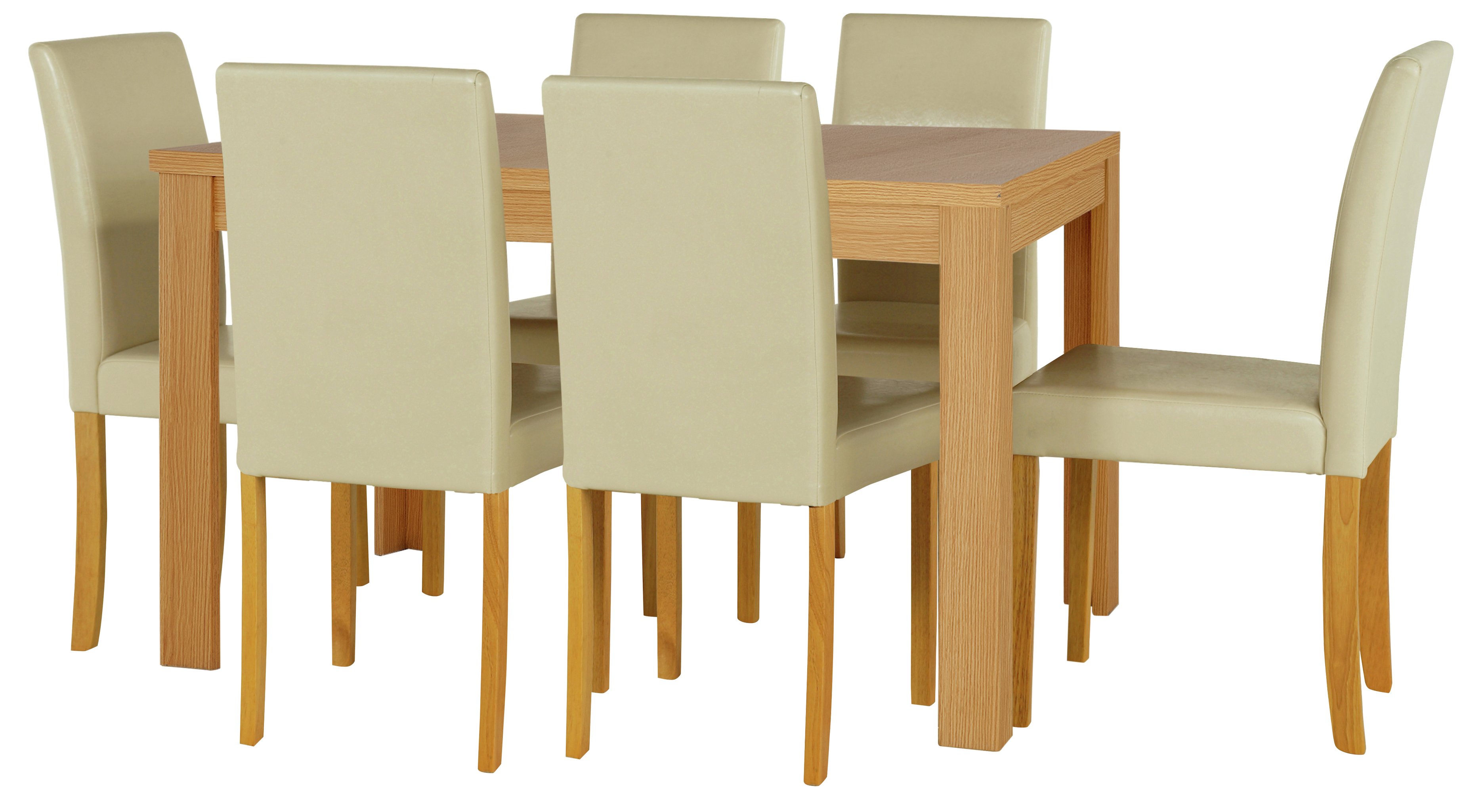 Review of HOME Penley Oak Veneer Ext Dining Table & 6 Chairs - Cream