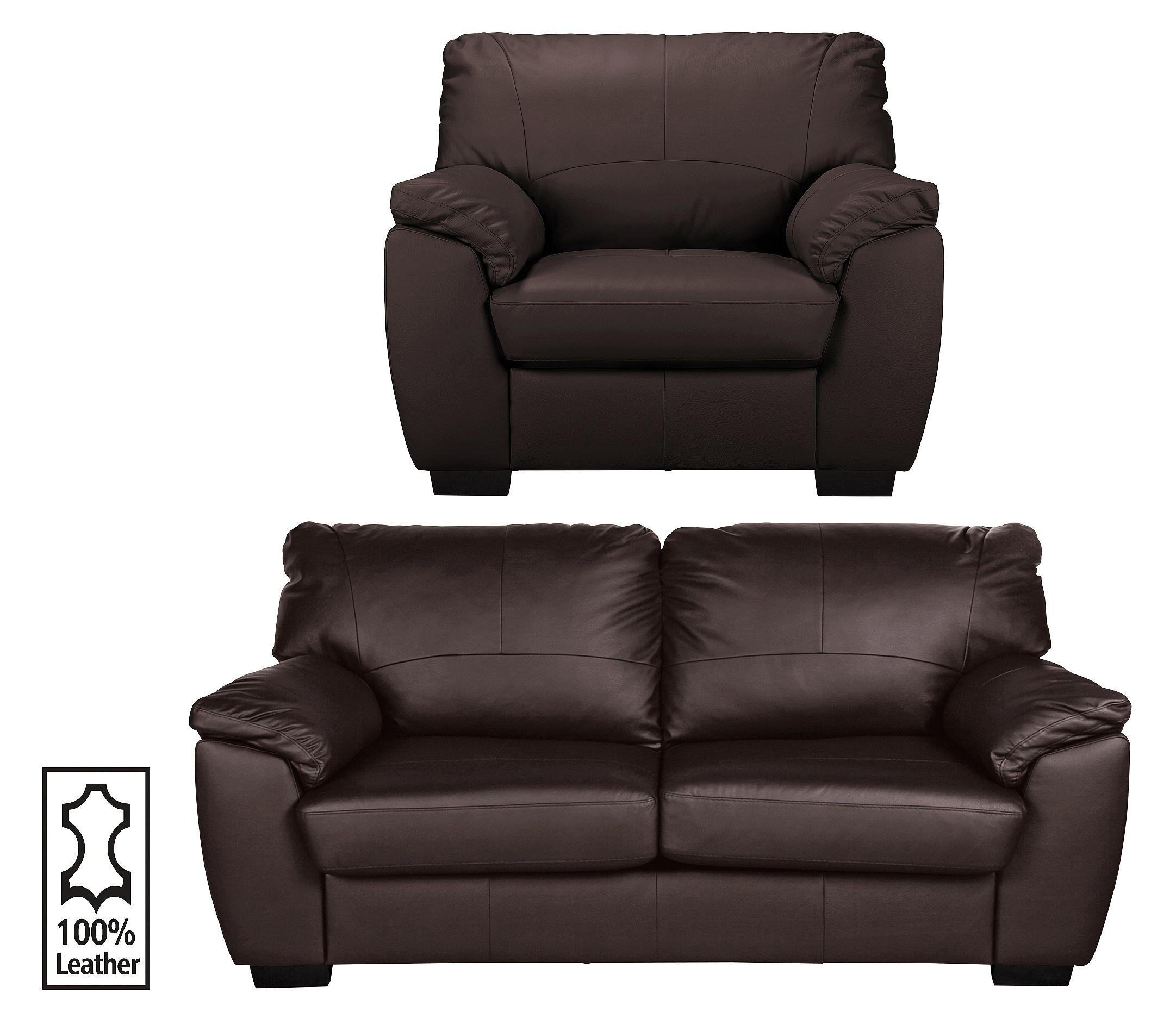 Collection Milano Leather 3 Seater Sofa and Chair - Choc Review