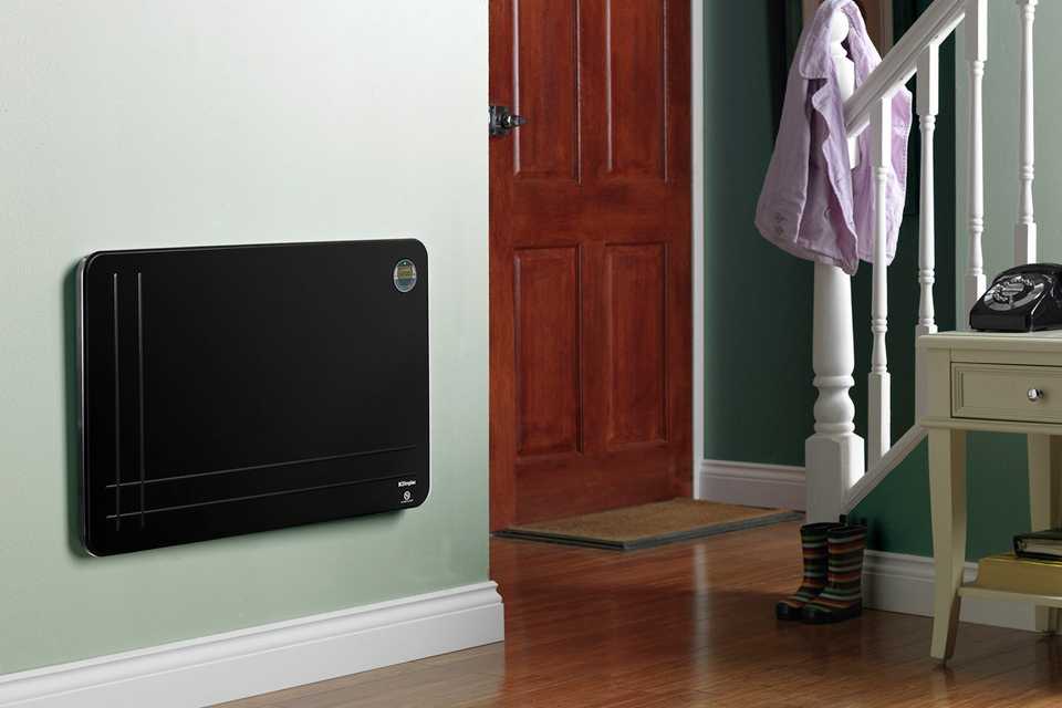 Panel heater on wall in hallway.