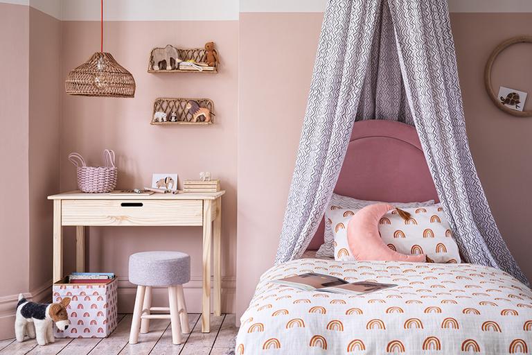 Image of a kids bedroom with a canopy.