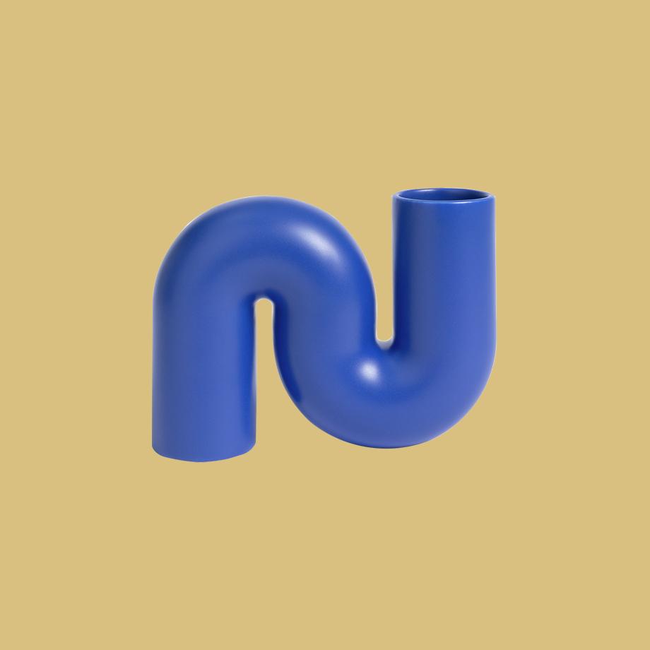 Blue curvy vase.