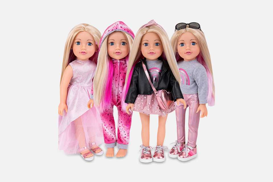 18 inch DesignaFriend Tilly Doll with extra outfits and accessories included.
