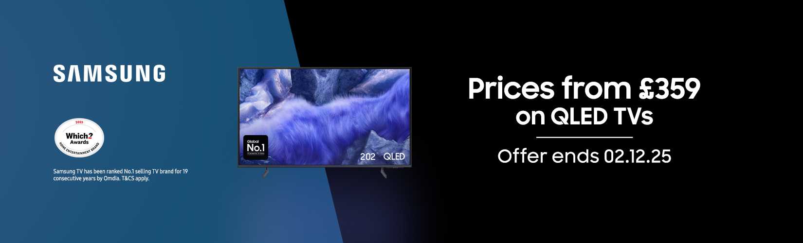 Samsung. Price from £359 on QLED TVs offer ends 02.12.25.