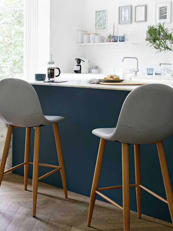 Kitchen counter and stools.