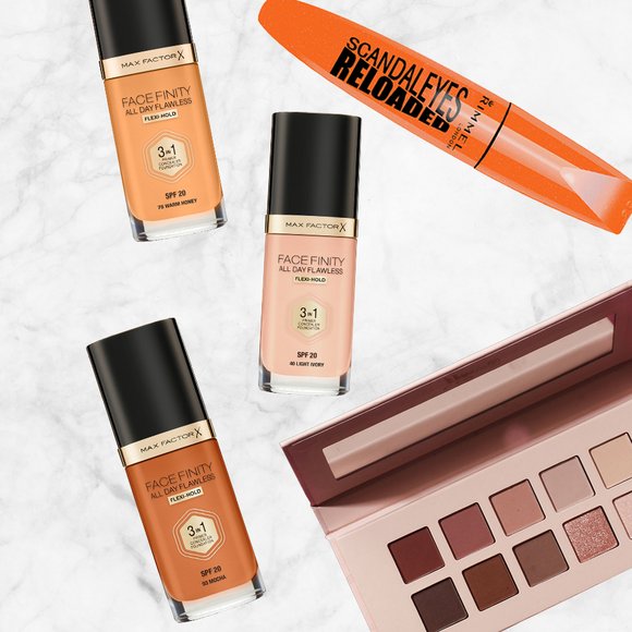 Shop foundation, mascara and eyeshadow.