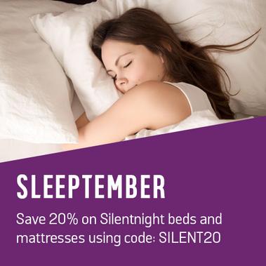 Sleeptember. Save 20% on Silentnight beds and mattresses using code: SILENT20.