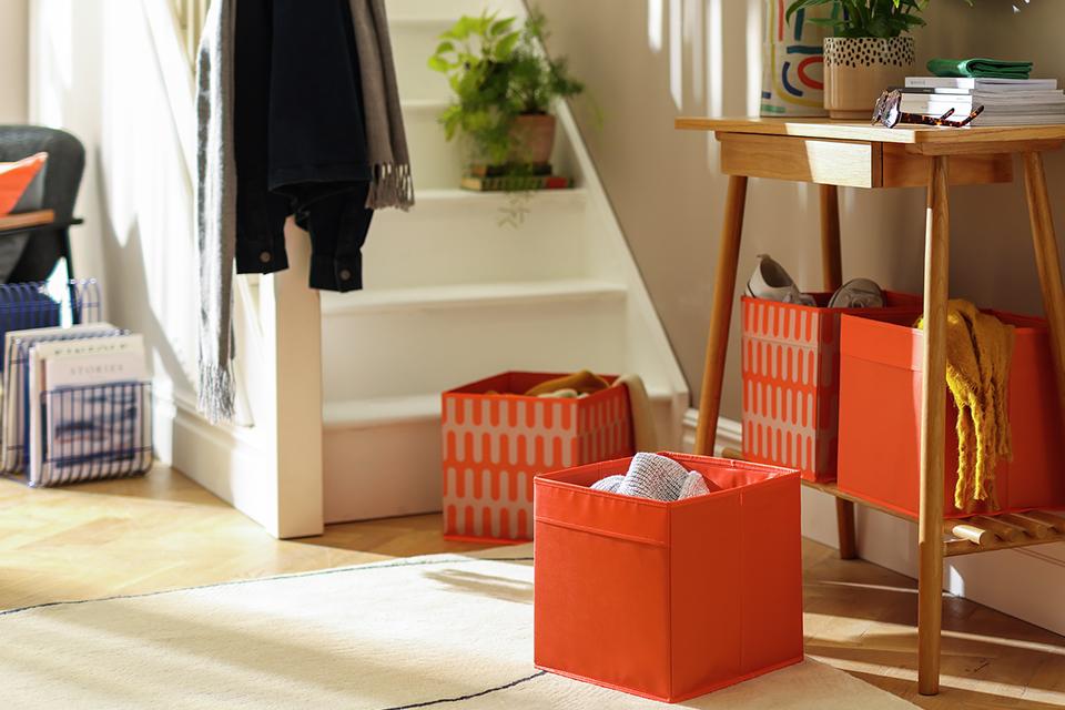 Image of a hallway with a storage unit.