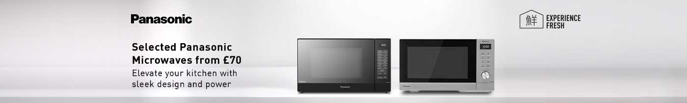 Panasonic. Selected Panasonic microwaves from £70. Elevate your kitchen with sleek design and power.