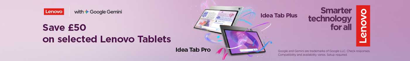 Save £50 on selected Lenovo tablets. Smarter technology for all.