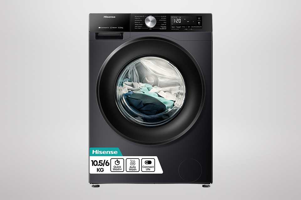 Hisense WD3S1043BB3 10.5/6KG 1400 Spin Washer Dryer - Black.