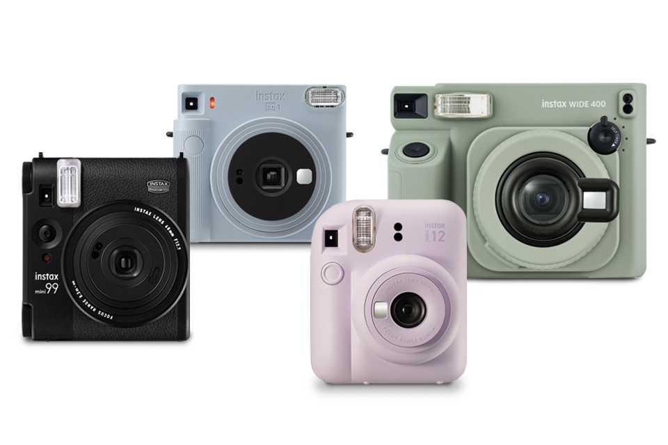 Variety of instax™ instant cameras in various colours.