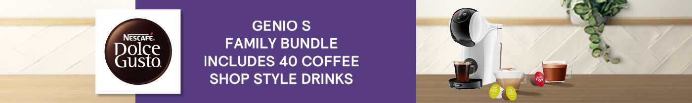 Nescafe Dolce Gusto. Genio s family bundle includes 40 coffee shop style drinks.