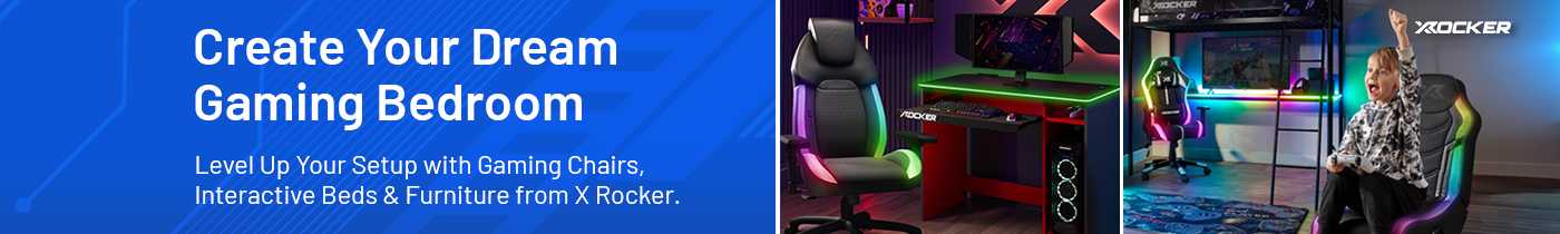 Create your dream gaming bedroom. Level up your setup with gaming chairs, interactive beds & furniture from X rocker.