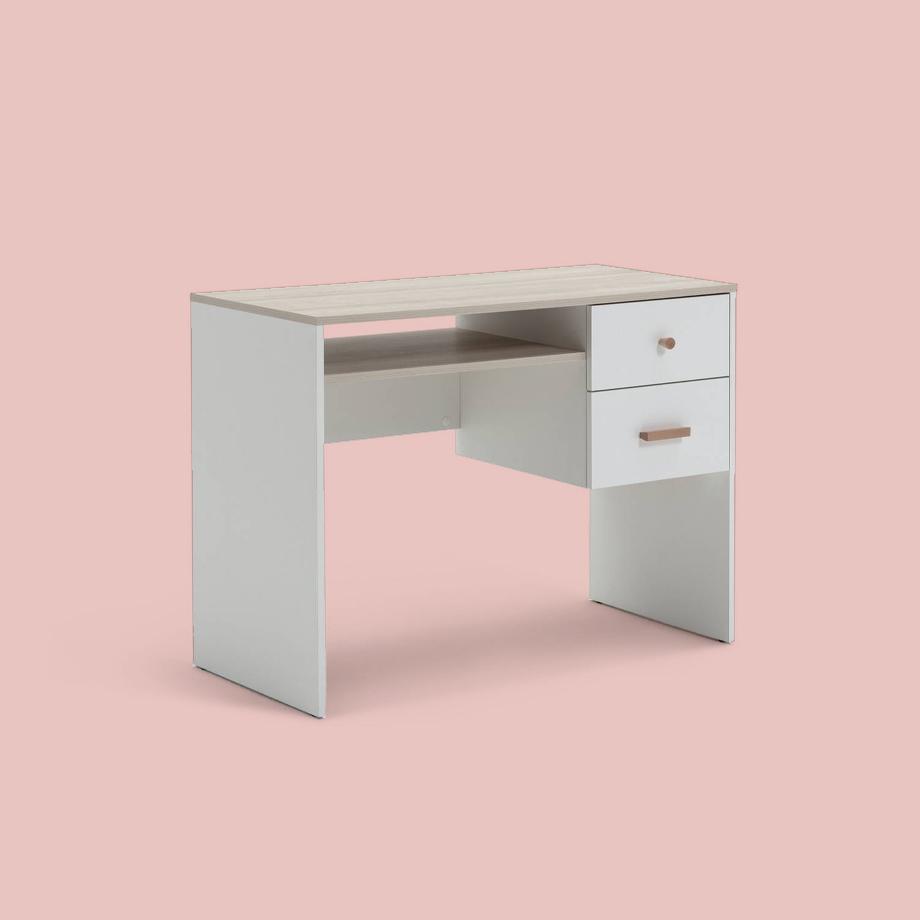 White and grey desk.