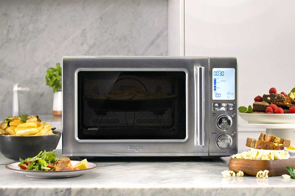 The Sage Combi Wave™ 3 in 1 microwave placed on kitchen slab.