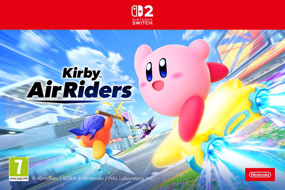 Kirby Air Riders. Charge, boost, and spin to attack your rivals.