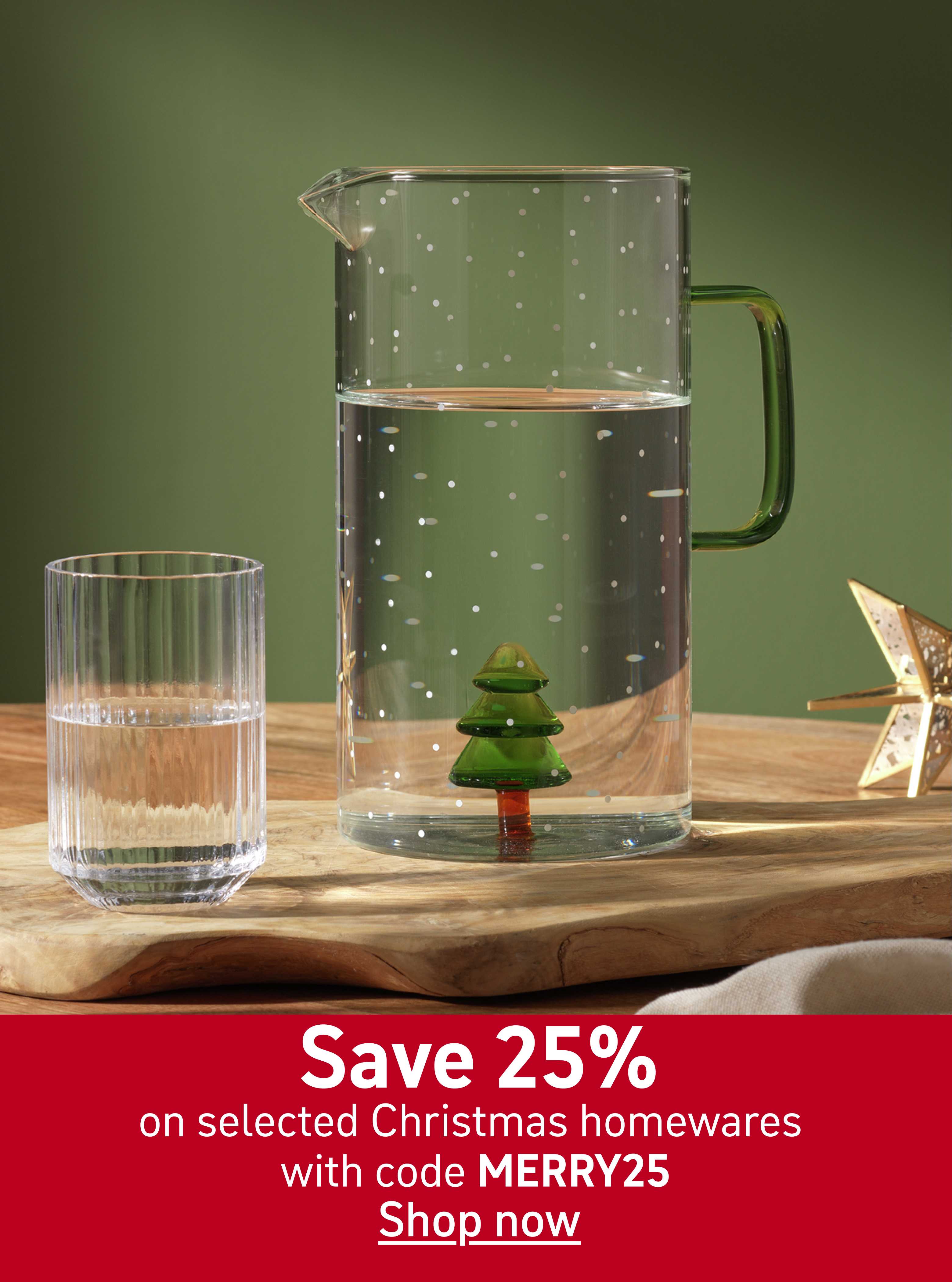 Save 25% on selected Christmas homewares with code MERRY25. Shop now.