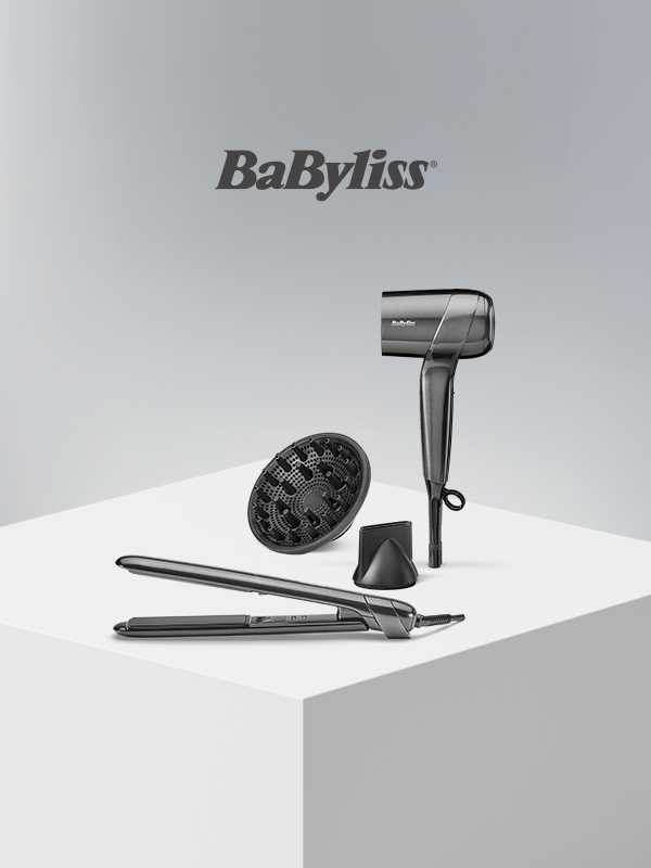 From £50. Babyliss titanium shine compact hair dryer & sleek hair straightener.