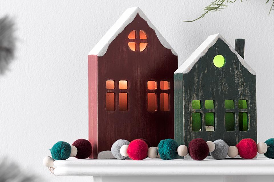 Argos Home Nordic Red Wooden Light Up House.