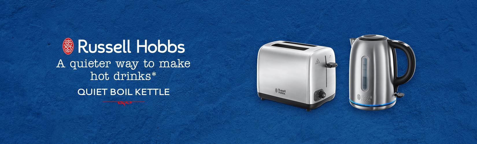 Russell Hobbs. A quieter way to make hot drinks, Quiet boil kettle.