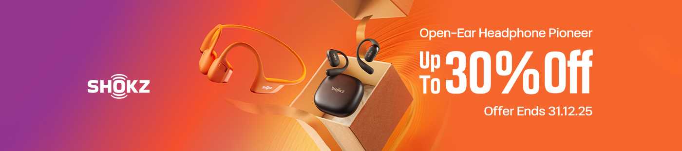 Shokz. Open-ear headphone pioneer. Up to 30% off. Offer ends 31.12.25.