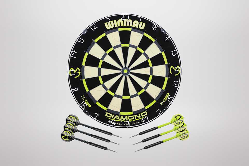 Winmau Michael van Gerwen MvG Diamond Dartboard & Darts Set.