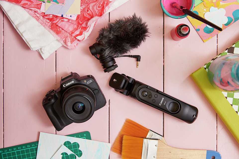 A flat lay showing a selection of cameras
