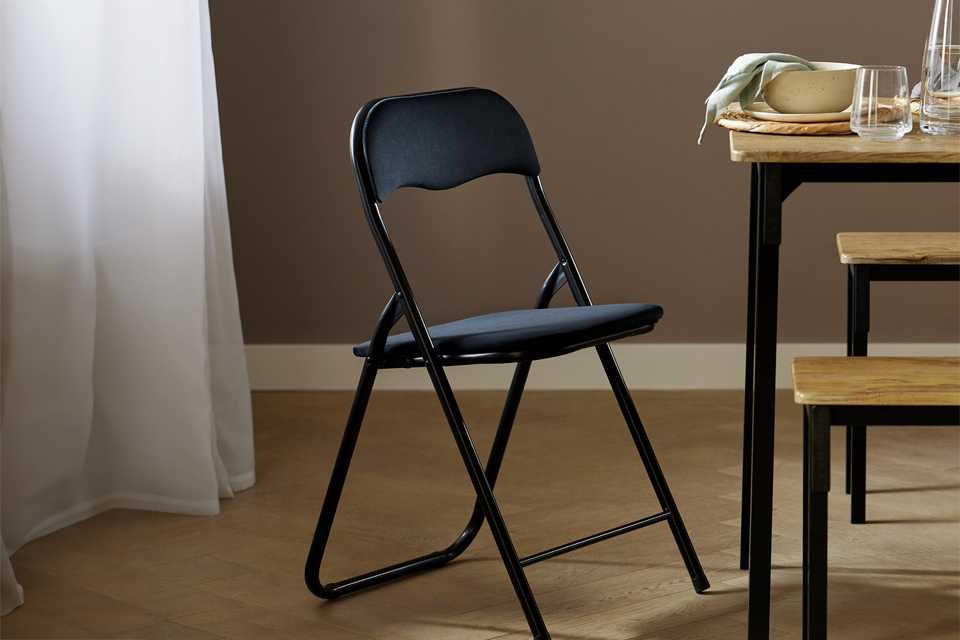 Argos Home Nyla Velvet Folding Dining Chair - Black.