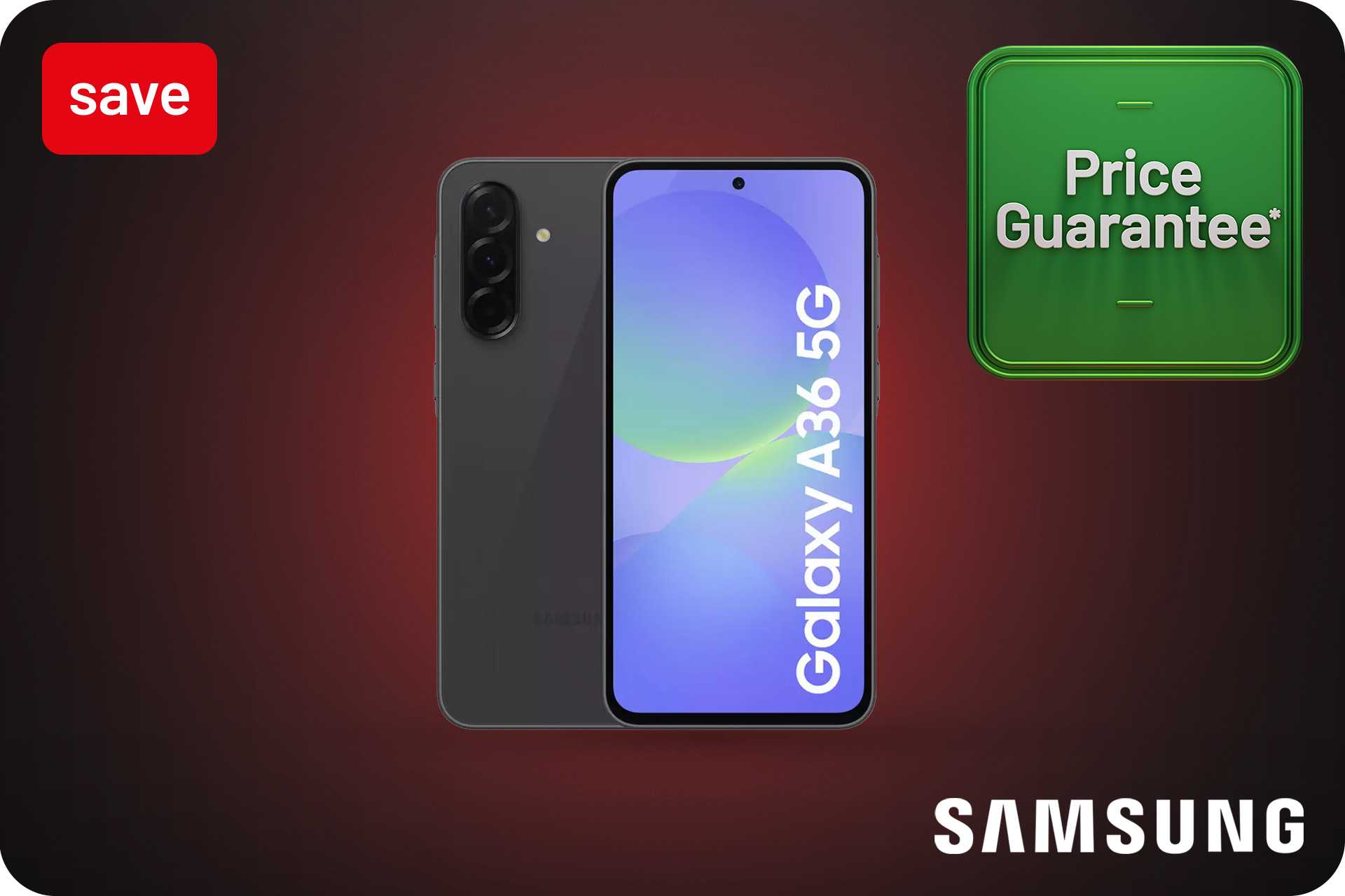 Price Guarantee. Our lowest price on the Samsung Galaxy A36 now £249.98.
