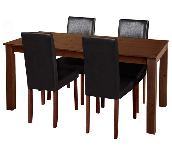 Buy HOME Ashdon Solid Wood Table & 4 Mid Back Chairs Black at Argos.co.uk Your Online Shop