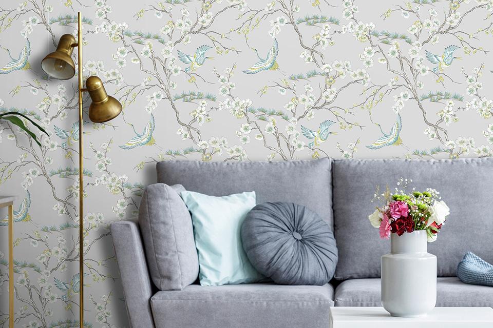 Floral wallpaper.