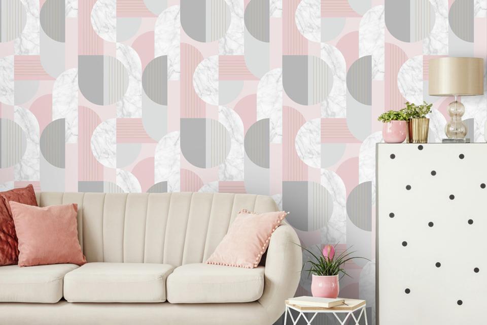 Geometric wall paper.