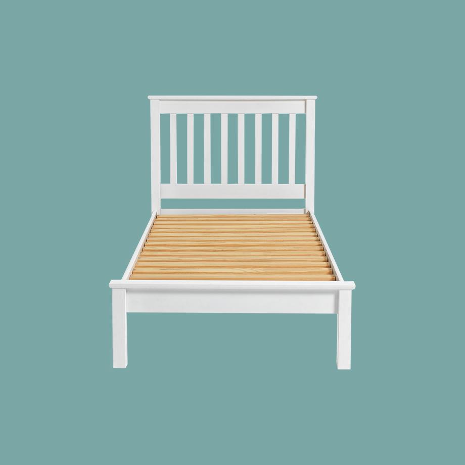 White single bed frame.