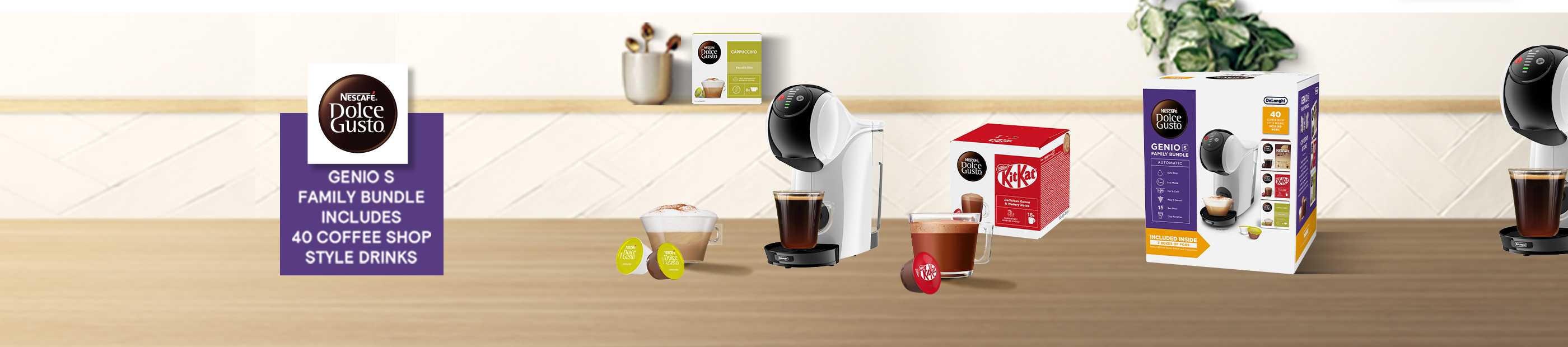 Nescafe. Dolce Gusto. Genio s family bundle includes 40 coffee shop style drinks.