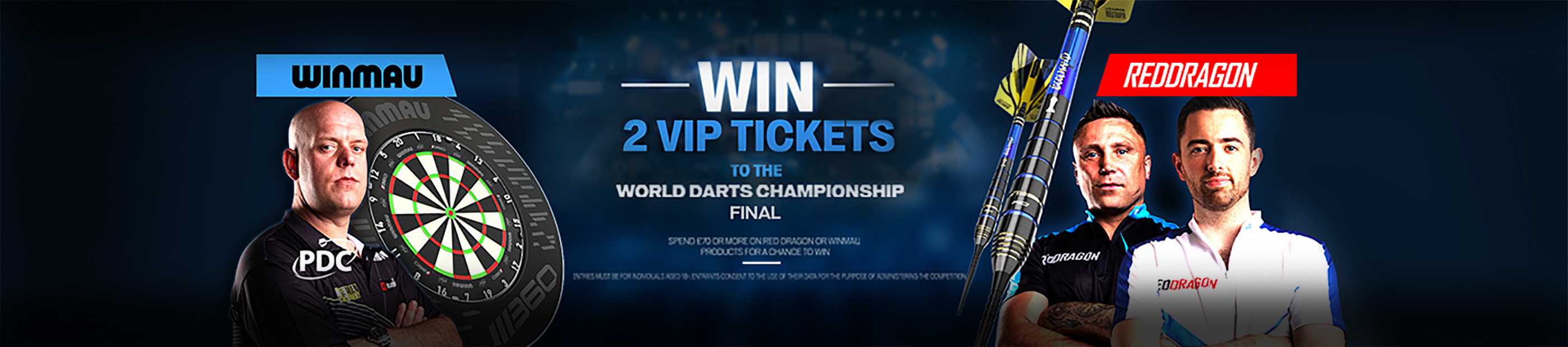 Winmau. Win 2 vip tick-to the world darts champion final. Redragon.