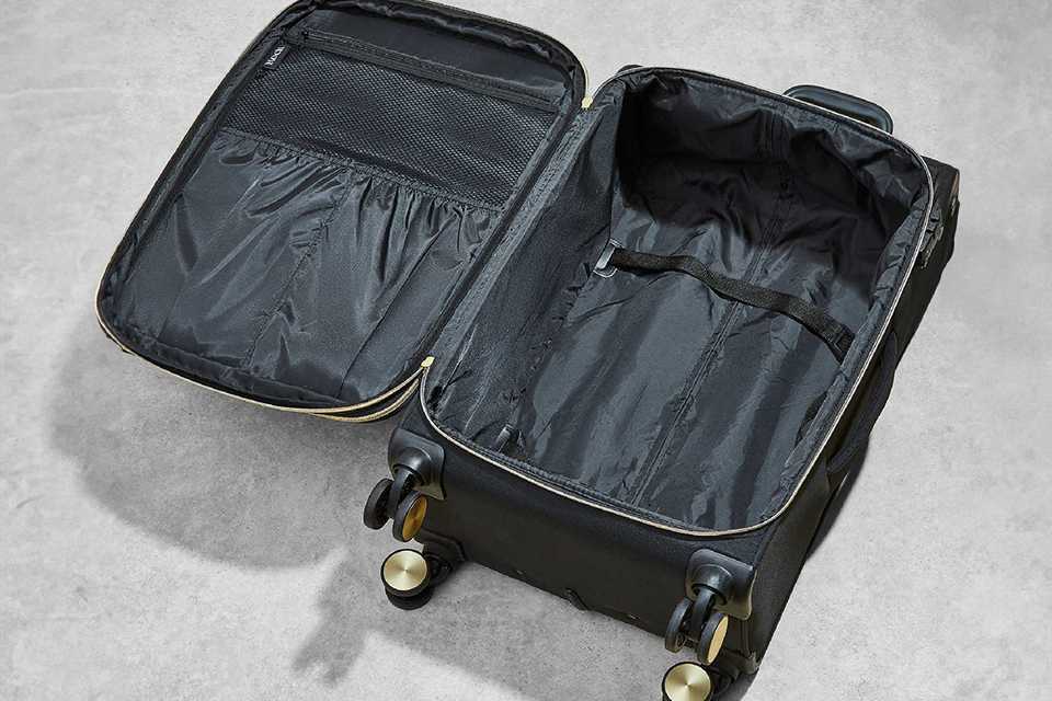 Rock Expandable 8 Wheel Soft Suitcase - Large, Black.