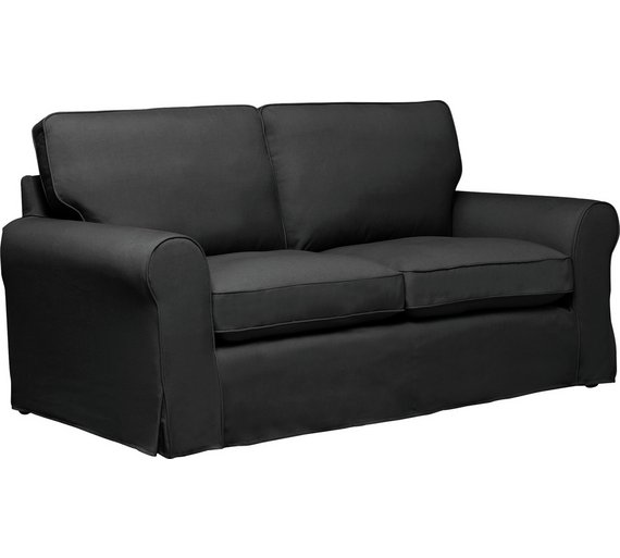 Buy HOME Charlotte 3 Seater Fabric Sofa, Loose Cover Charcoal at