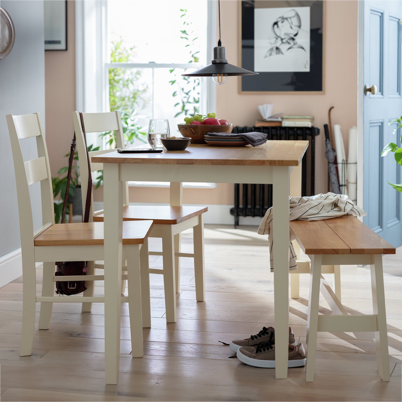 Collection Chicago Solid Wood Table, Bench & 2 Chairs review