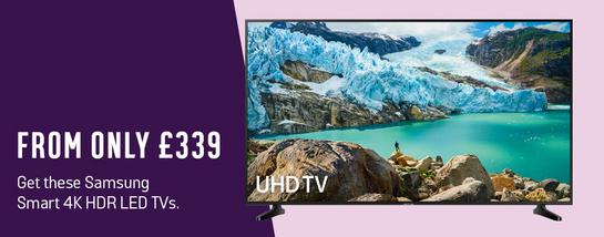 Get these Samsung Smart 4K HDR LED TVs from only £339.
